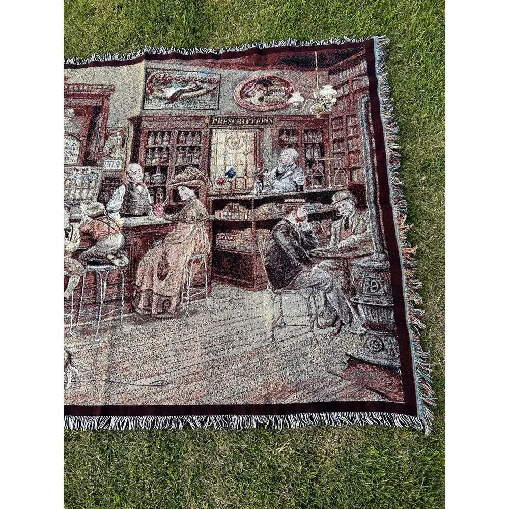 Vintage 90s Italian Restaurant Drug Store Tapestry Blanket